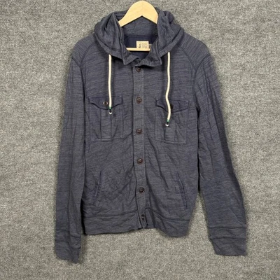 Chaqueta con Capucha Howe Para Hombres Talla Mediana Abotonada Azul Marino Mezcla de Algodón Informal Foto 1 de 4