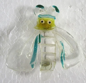 MIDCENTURY LUCITE HAND MADE MULTI COLOR INSECT PIN/BROOCH, MOTH? FLY? - Picture 1 of 2