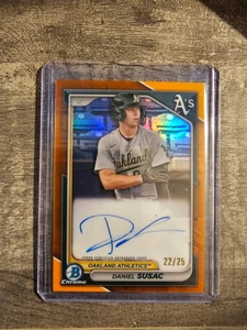 2024 Bowman Chrome Daniel Susac Orange Auto /25 Athletics - Bild 1 von 2