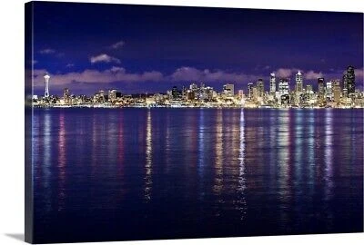 Impresión de arte de pared en lienzo Seattle Skyline I, decoración del hogar de Seattle, 60"X40" Foto 1 de 4