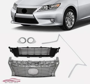 Fits 2013-15 Lexus ES350 ES300H Front Bumper Upper Grille Fog Light Trim Chrome - Picture 1 of 7
