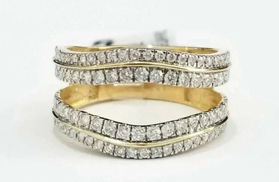 Round Cut  Ring Guard Wrap Enhancer 2 CT Moissanite 14k Yellow Gold Plated - Image 1 of 3