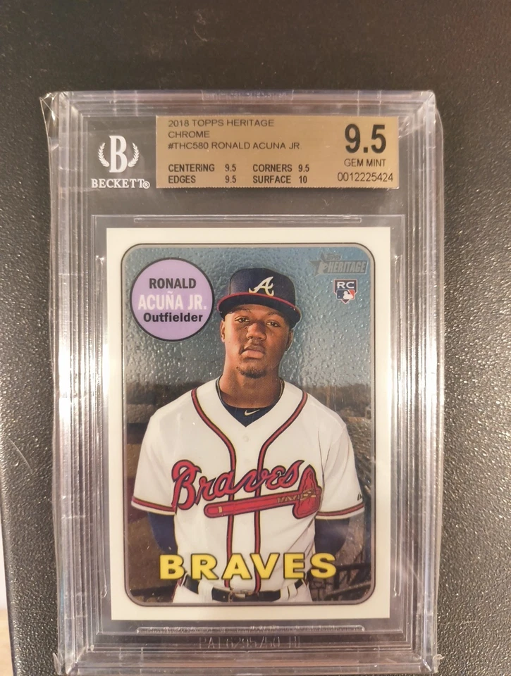 2018 Topps Heritage Chrome #580 Ronald Acuna Jr. RC /999 - PSA 9 - Image 1 of 2