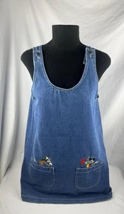 VTG Disney Mickey Unlimited Jerry Leigh Women's Denim Overall Jumper Dress Sz M - Picture 1 of 18