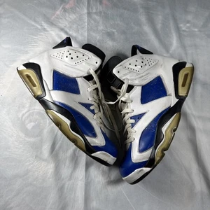 Size 10 - Air Jordan 6 Retro 2014 White Infrared *CUSTOMIZED* Blue Carmine - Picture 1 of 7