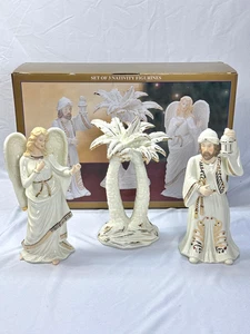 Vintage Bon Ton Jade Porzellan Krippe 3-teiliges Set Gastwirt Engel Baum - Bild 1 von 7