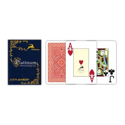 Ramino Acetato 2 Jumbo Index Red Playing Cards Deck Plastic Modiano Italy New - Image 1 of 4