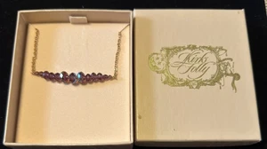 Necklace Kirks Folly Signed Faceted Purple Crystal Bead Gold Tone Adjustable New - Picture 1 of 2