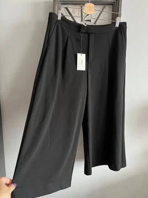 Nuevo Halston Pantalón Corto Pierna Ancha Inteligente Informal Talla L UK 16 Negro Foto 1 de 4