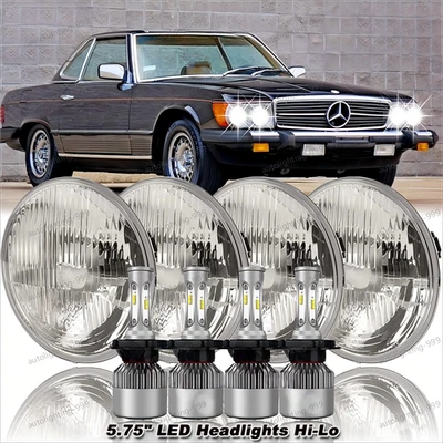 Faros LED redondos de haz alto bajo de 5,75" para Mercedes-Benz 380SL 450SL 560SL 4 piezas Foto 1 de 4