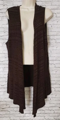 Coldwater Creek Marrón Frente Abierto Sin Mangas Tejido Cárdigan Chaleco Suéter Mujer XL Foto 1 de 4