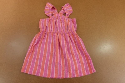 Vestido de sol Carters niña pequeña talla 4T rosa a rayas sin mangas con volantes nuevo con etiquetas Foto 1 de 4