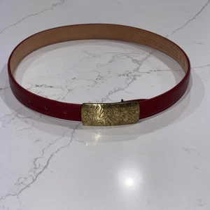 Vintage Coach roter Ledergürtel mit Messingschnalle 24-28 Zoll - Bild 1 von 4