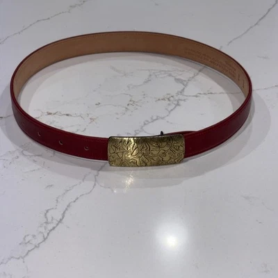 "Cinturón de cuero rojo vintage COACH con hebilla de latón 24-28""" Foto 1 de 4