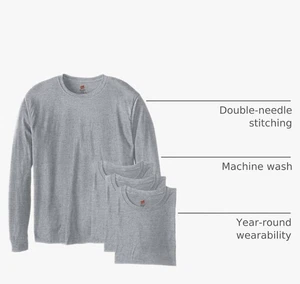 Hanes long sleeve t-shirt 4 pack XL - Picture 1 of 7