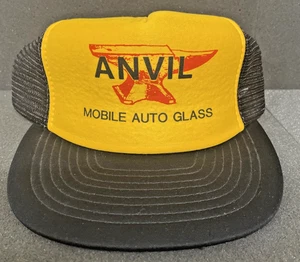 Vintage 80er gelb schwarz Truckermütze Amboss Grafik Netz Papa Mütze Amboss Mobile Auto - Bild 1 von 23
