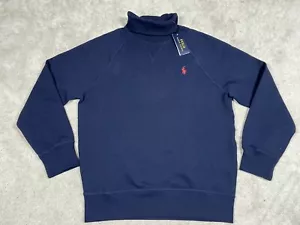 Polo Ralph Lauren Turtleneck Mens M Blue Sweatshirt Red Pony MSRP $125 - Picture 1 of 7