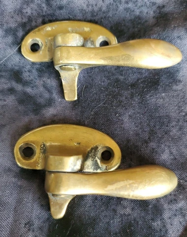 Vintage Solid Brass 2 Latch (KBCR) 2 Hole Lever Hook Hardware Slightly Different Cover