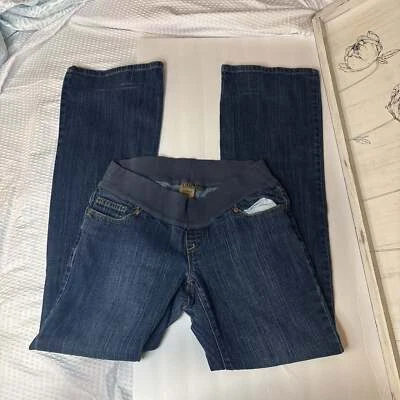 OND Old Navy Denim Maternity LG Low-Rise Boot-Cut Stretch Distressed Jeans Blue - Image 1 of 4