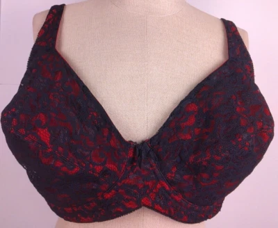 Moda Bug RN 14053 Rojo/Negro Encaje Inalámbrico Camiseta Sujetador Talla 42 DD (43) Foto 1 de 4