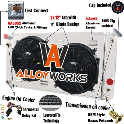 3 Row Radiator+Shroud Fan For 1994-2005 Chevrolet Blazer S10 GMC Pickup Truck V6 Foto 1 de 4