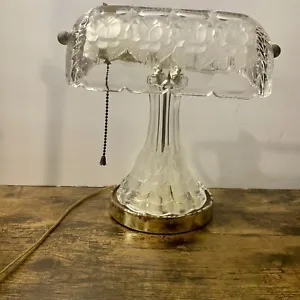 Anne Hutte Bleikristall Lead Crystal Bankers Desk Lamp - Working Rare Vintage - Picture 1 of 14
