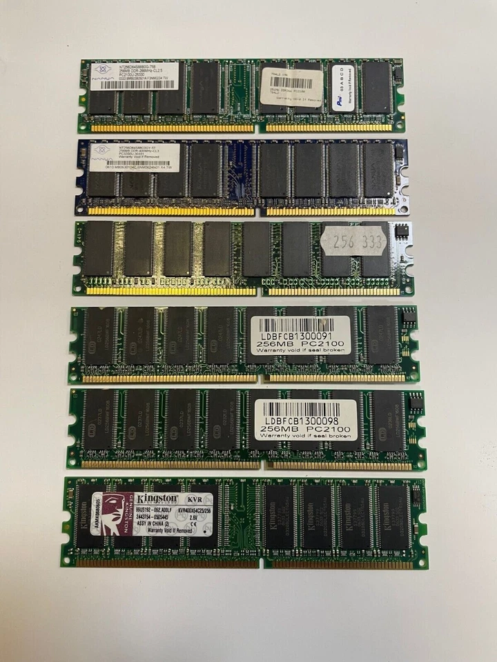 6 x 256MB = 1.5GB PC2700U DDR 333MHz DIMM 184-pin Desktop Memory RAM 512 1GB 2GB - Image 1 of 1