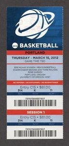 Biglietto completo NCAA Men's Championship RD2 PORTLAND 3/15 2012 LOUISVILLE NUOVO MESSICO - Foto 1 di 12