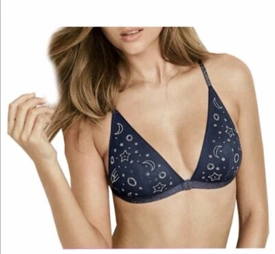 Victoria’s Secret Bralette Sequin Front Close Blue. Size Large. NWT - Image 1 of 4