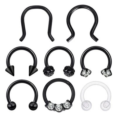 8-24PCS Surgical Steel Septum Clicker Horseshoe Nose Rings Hoop Ear Retainer 16g - Image 1 of 4