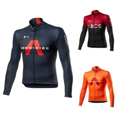 MENS Thermal Fleece TEAM Cycling Jersey Cycling Long Sleeve Jersey Jackets — 第 1/4 张图片