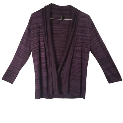 Cárdigan Jason Maxwell frente abierto púrpura/negro a rayas pequeño para mujer Foto 1 de 4