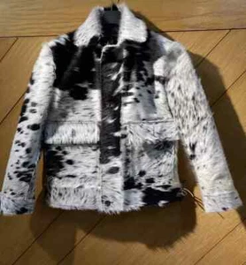 Men's Cowhide Hair-On Jacket - Authentic Pony Skin, Western Style Black n White - Picture 1 of 5
