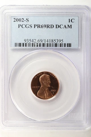 2002-S Lincoln Memorial Proof Cent PCGS PR69 DCAM Deep Cameo 5c Cover