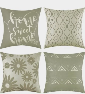 Juego de 4 fundas de almohada de 18X18" Decoración de hogar de granja de lino Gris cuadrado Foto 1 de 4