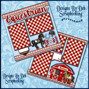 EQUESTRIAN Premade Scrapbook Pages Paper Piecing printed layout DBDS - Picture 1 of 3