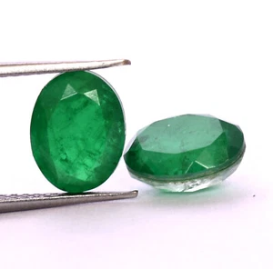 Emerald Color Doublet Oval Cut Pair 9x7 mm 3.91 CTS Faceted Loose Gemstone - Picture 1 of 5