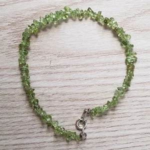 Hand- Made GENUINE * PERIDOT STONE * BRACELET 7.5" Long ,3-5MM - USA - Picture 1 of 8