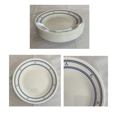 VINTAGE Corelle Bread Plates 6.75" Country Hearts Flowers Blue 12-Piece Set - Image 1 of 4