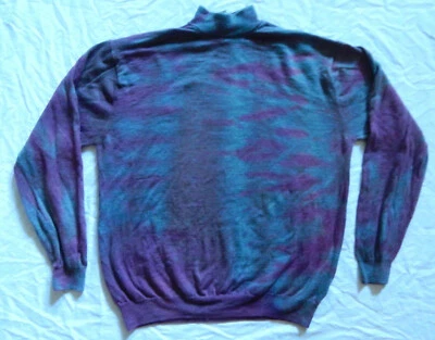 100% Merino Wool Tie Dye Pink Gray Turtleneck Sweater - XL Mens Hand Made - Image 1 of 4