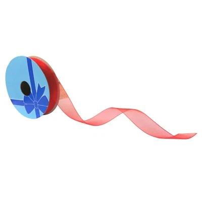 Cinta de organza transparente roja brillante – 5/8” x 25 yardas, boda, Navidad, corona Foto 1 de 4