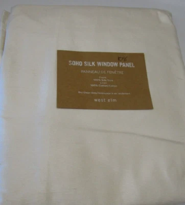 1 West Elm Soho silk  Curtain drape panel 48 108 ivory New some tape residue New - Image 1 of 2