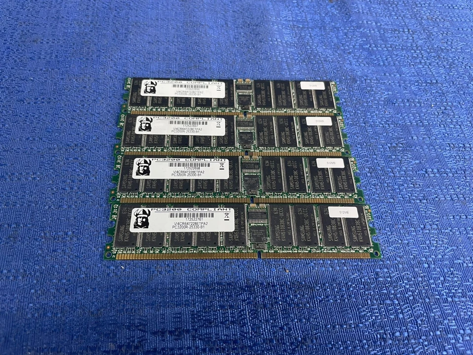 Lot of 4 Viking 512MB RAM PC3200R-25330-B1 VI4CR647228ETPA2 (2GB Total) - Image 1 of 4