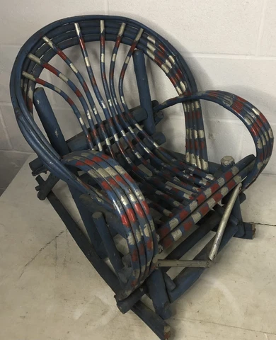 Antique Folk Art Handmade Root Twig Rocking Chair Child 21” Adirondack Wood Cover