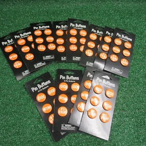 Pin Back Buttons Go Win #1 Fan Orange White Small Size 1 Inch Lot of 12 Sheets - Picture 1 of 5