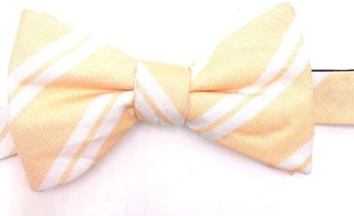 $100 Alfani Mens Casual White Dress Striped Bow Tie Classic Adjustable Bowtie - Image 1 of 4