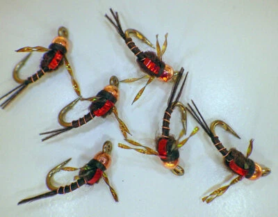 GUIDE FLIES Higa's SOS Nymphs Copper Tungsten Chocolate - Premium Trout Fly Fishing Flies