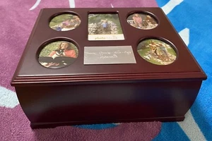 Vintage 12X10X5" Photo Top Memory Box Storage Velvet Lined Magnet Close - Picture 1 of 9