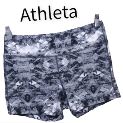 Pantalones Cortos de Entrenamiento Bicicleta Elástica Geométrica Athleta Talla S Foto 1 de 4