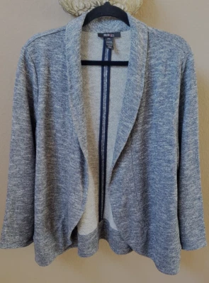 Style & Co Petite PXL Gray Heather Cotton Polyester Collared Open Front Jacket - Image 1 of 4